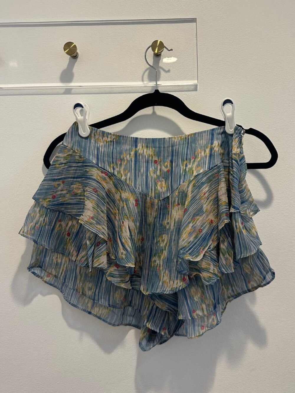 Là Fuori Studio Blue Floral Print 100% Silk Size Large